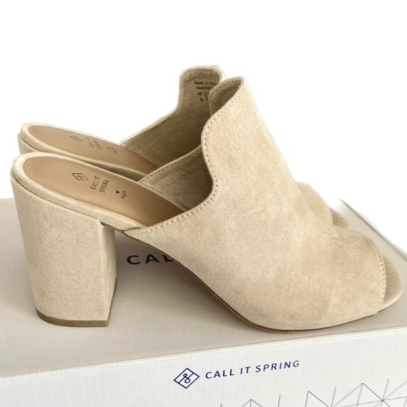 Call It Spring Shoes - NEW CALL IT SPRING- Vegan Suede Block Heel Mule Sandal Size 8
